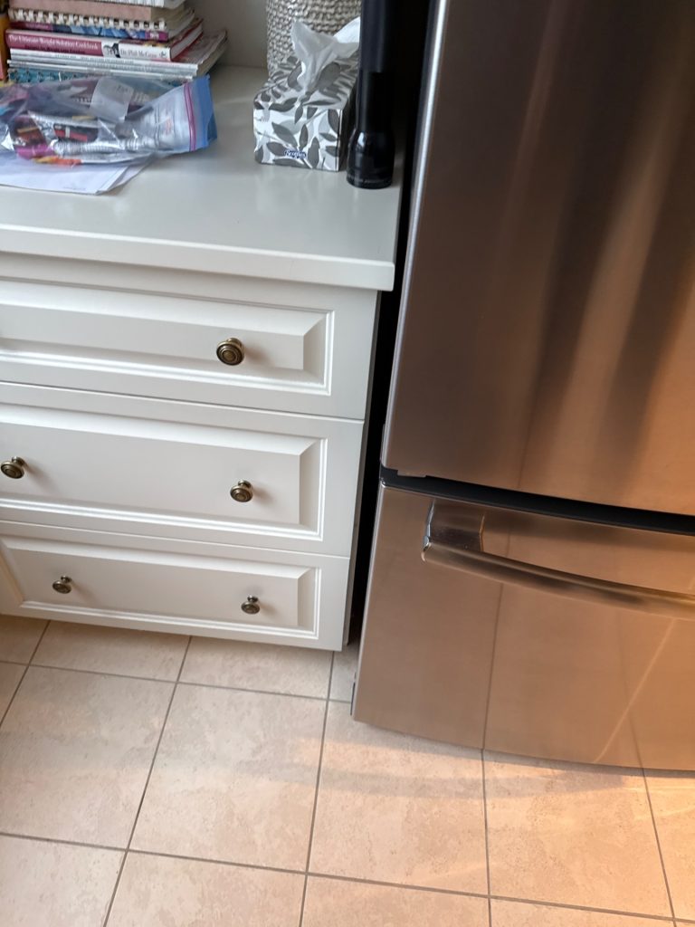 GE refrigerator water valve assembly area accessed for diagnostic in Centretown, Ottawa condo