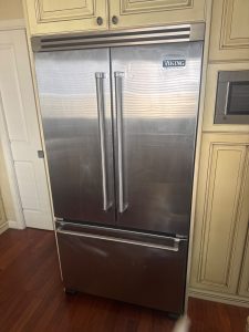 Viking VCFF1366 pullout freezer ice maker with detached bail arm before repair in Caulfeild, West Vancouver