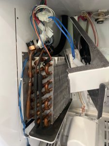 Sub-Zero 685/02 control board access during the multi-component diagnostic visit in Coach Hill, SW Calgary