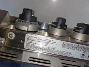 Continuity check on a Wolf oven heating element confirming the element itself is in working order during a no-heat diagnosis