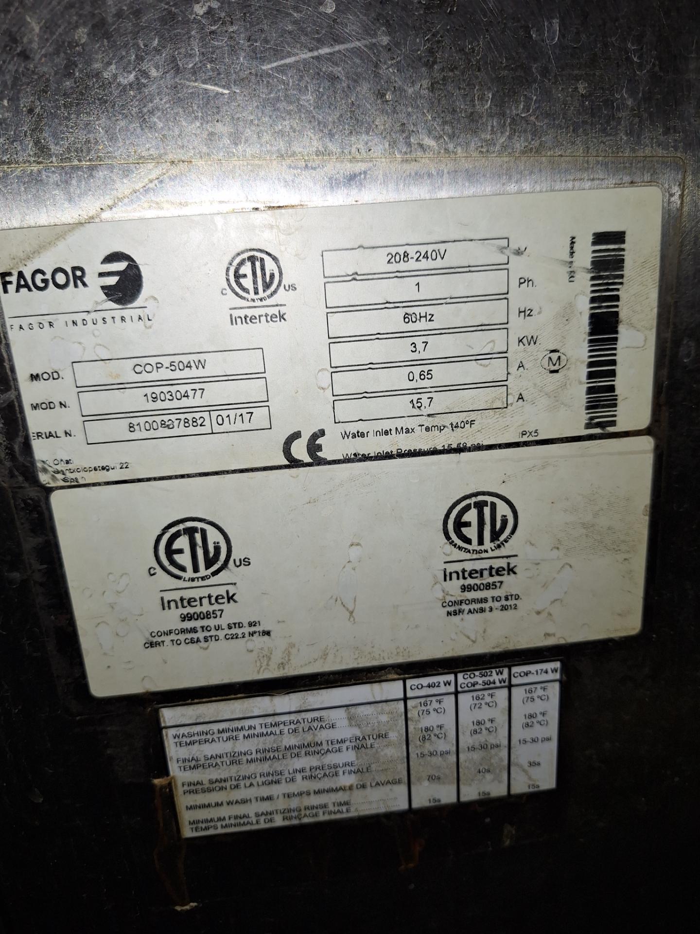 Control board access on a Fagor COP-504W commercial undercounter dishwasher during diagnosis
