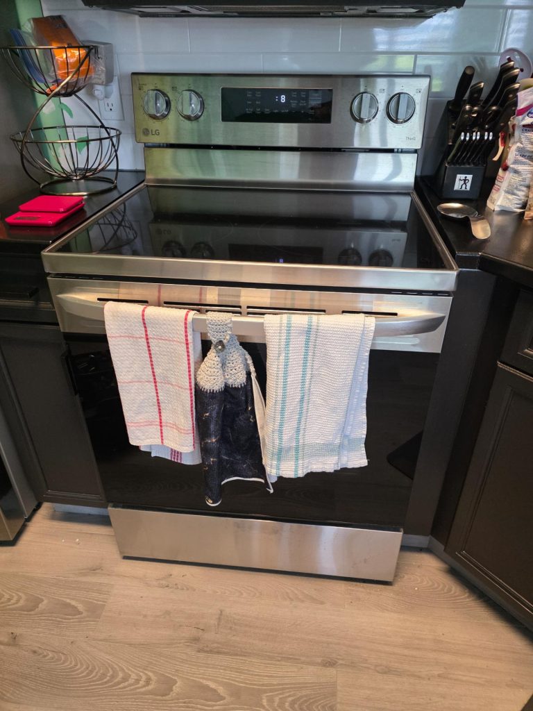 LG ThinQ electric range installed in a Southfort, Fort Saskatchewan kitchen before burner regulator repair