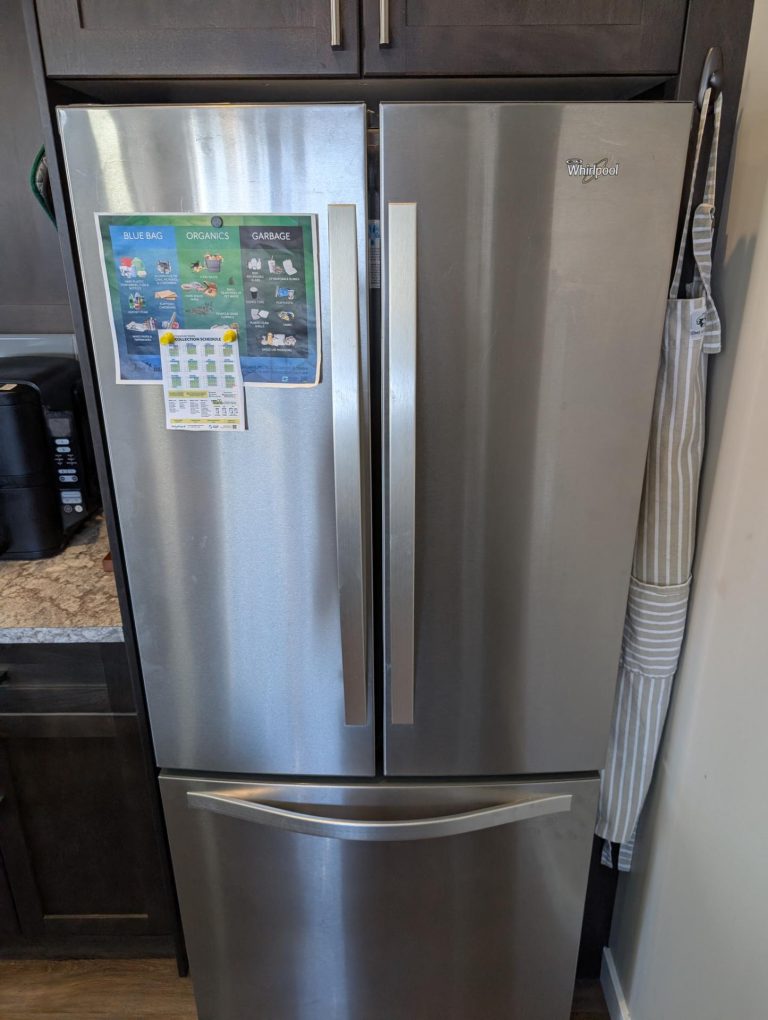 Whirlpool French-door refrigerator restored and holding temperature after thermistor and control board replacement in Stony Plain, AB