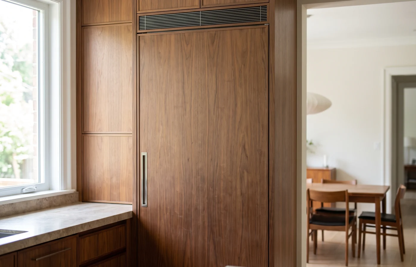 Built-in fridge in a Canadian kitchen