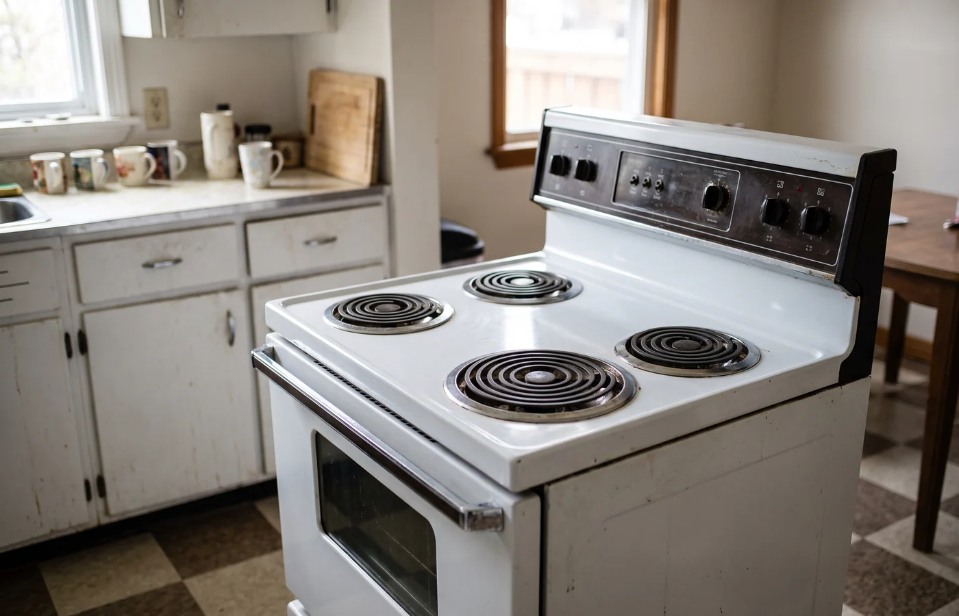 Coil stove in a Canadian kitchen