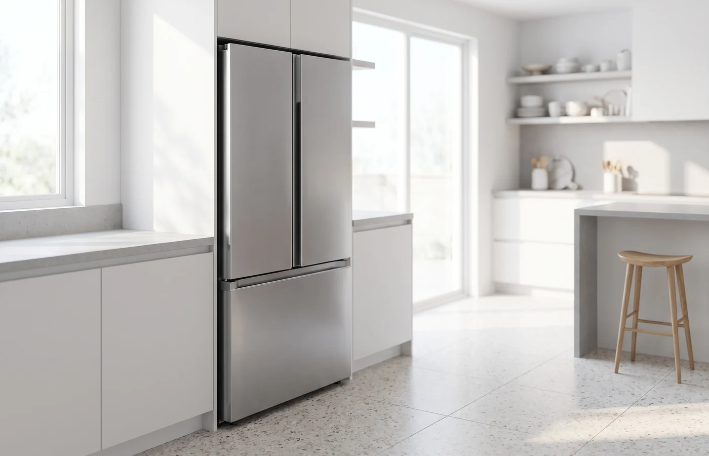 Counter-depth fridge in a Canadian kitchen