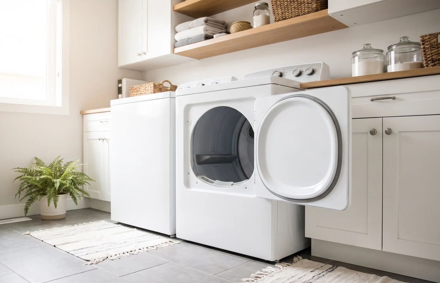 Electric dryer in a laundry room