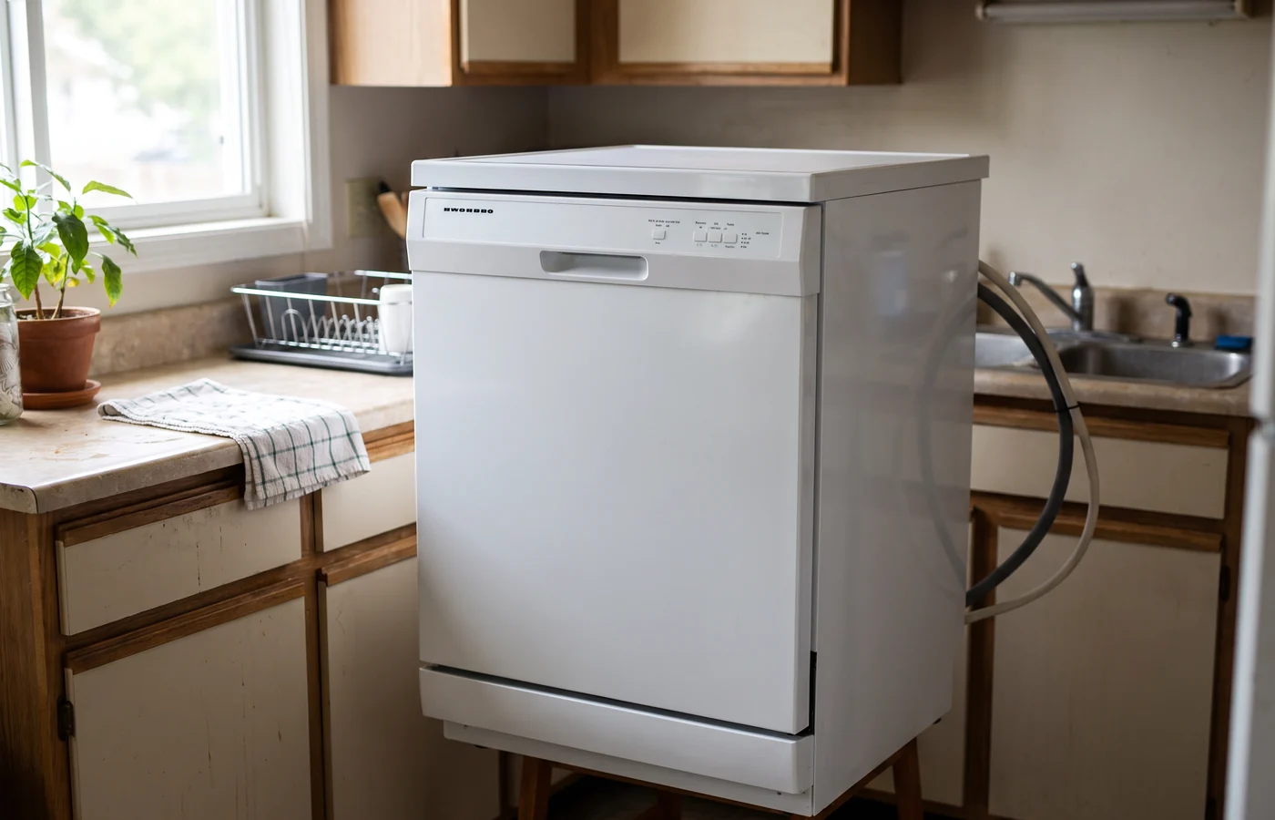 Freestanding dishwasher in a Canadian kitchen
