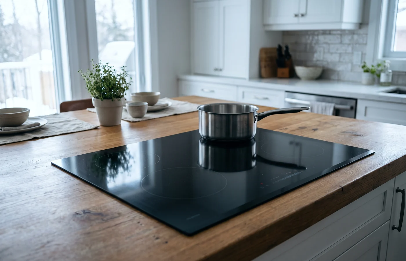 Induction cooktop in a Canadian kitchen