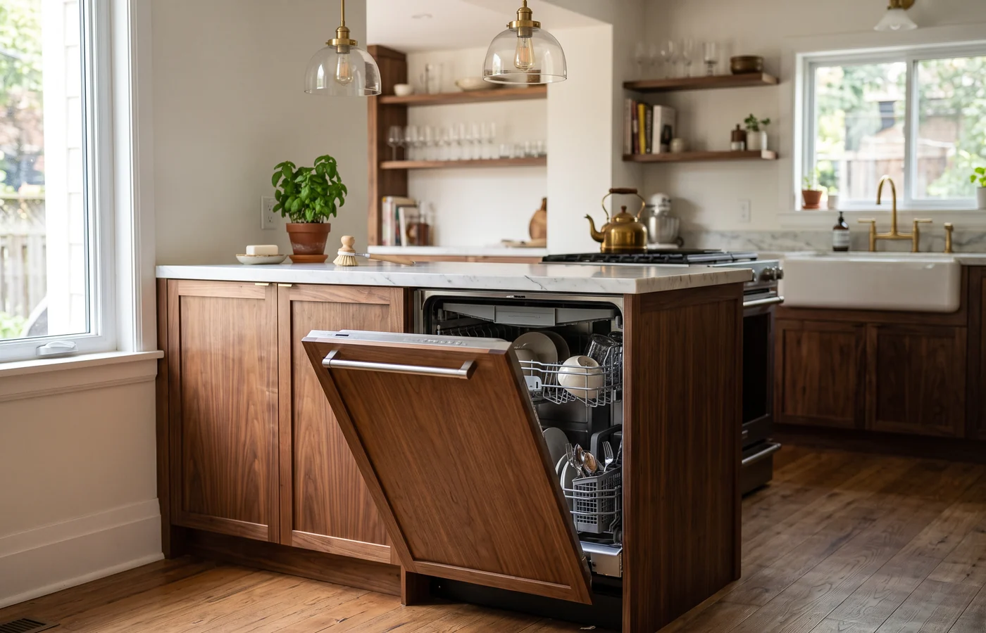Panel-ready dishwasher in a Canadian kitchen
