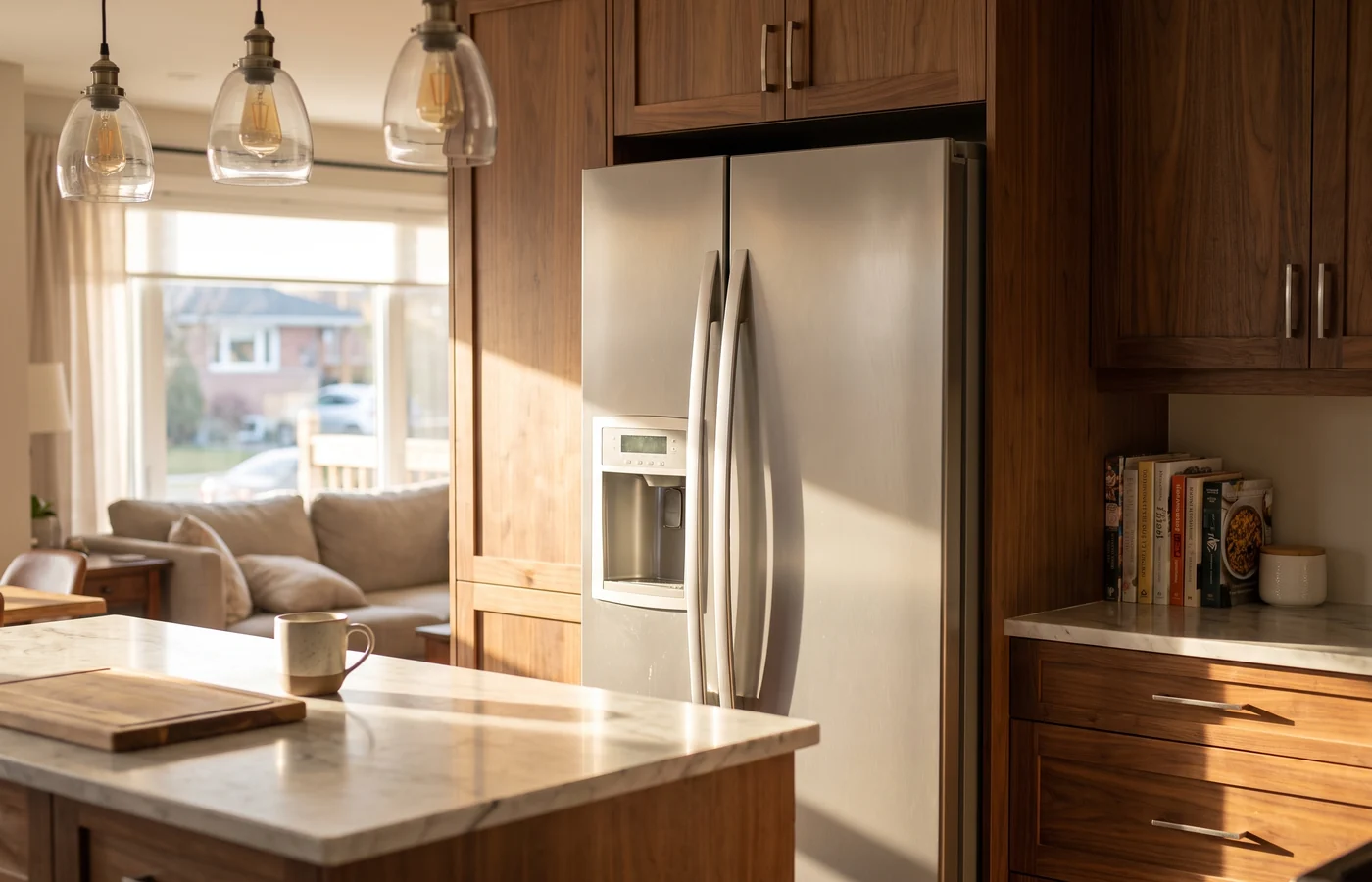 Side-by-side fridge in a Canadian kitchen
