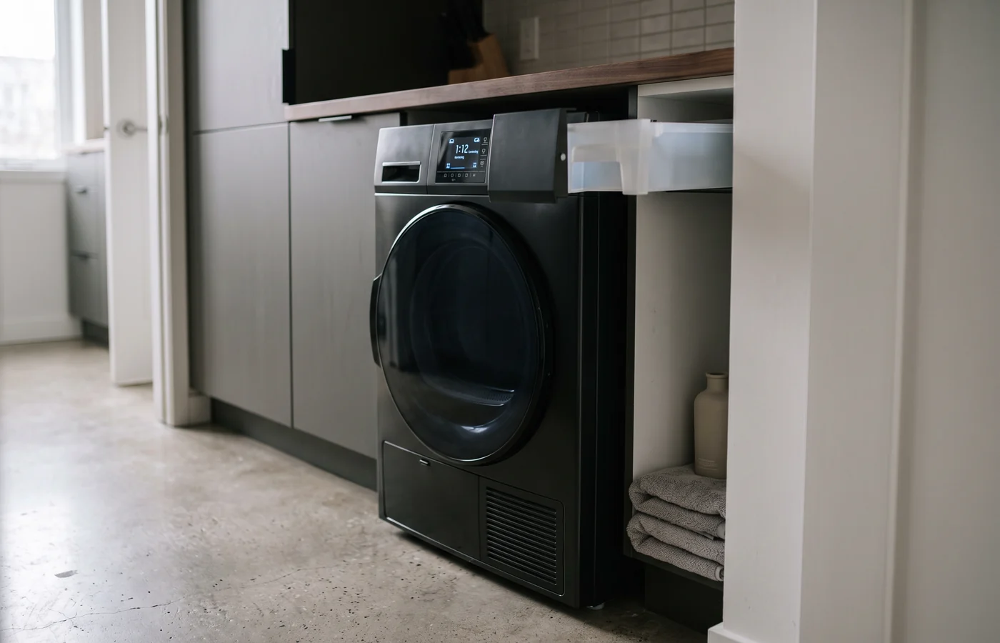 Ventless dryer in a laundry room