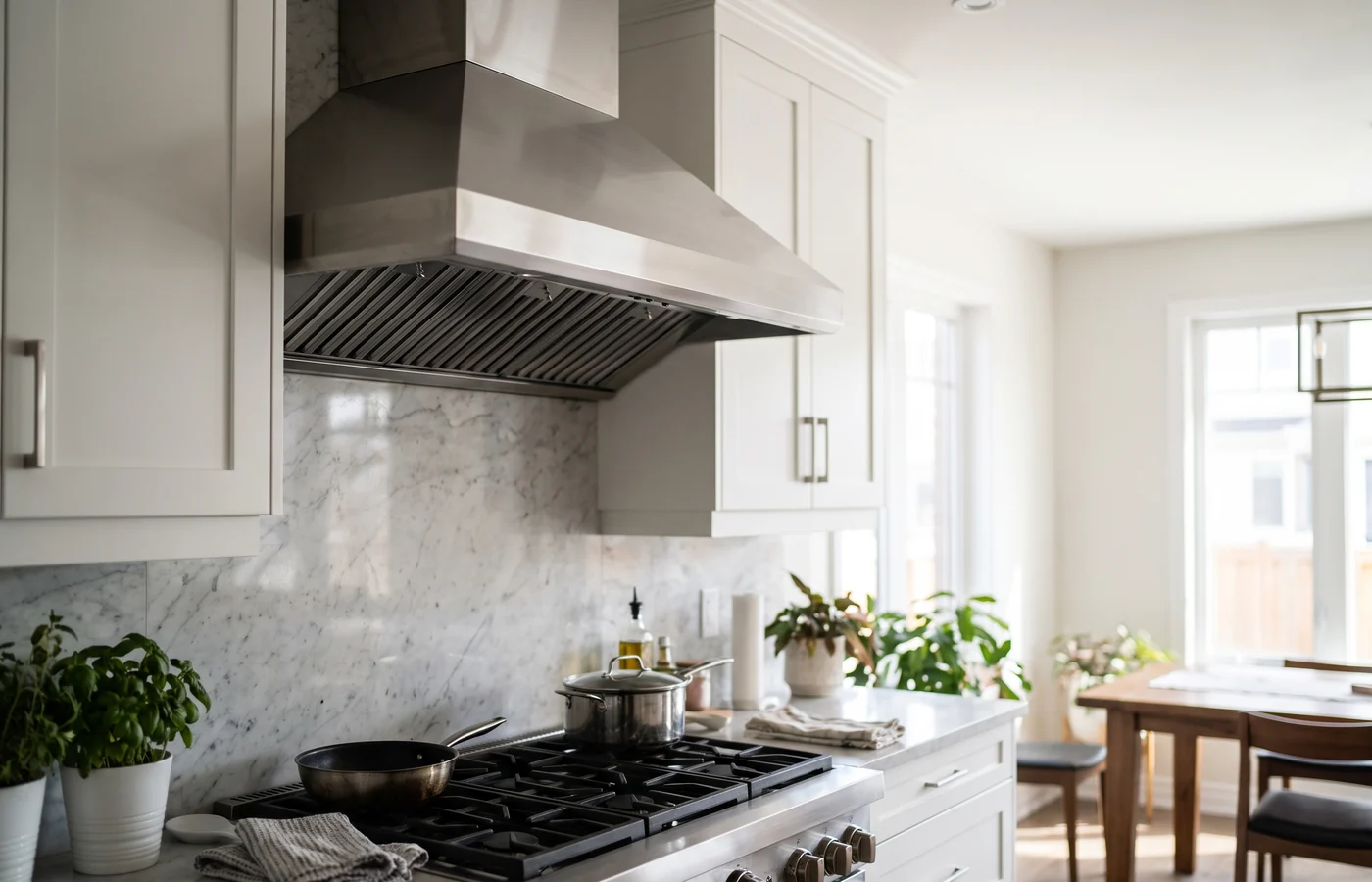 Wall-mount hood fan in a Canadian kitchen