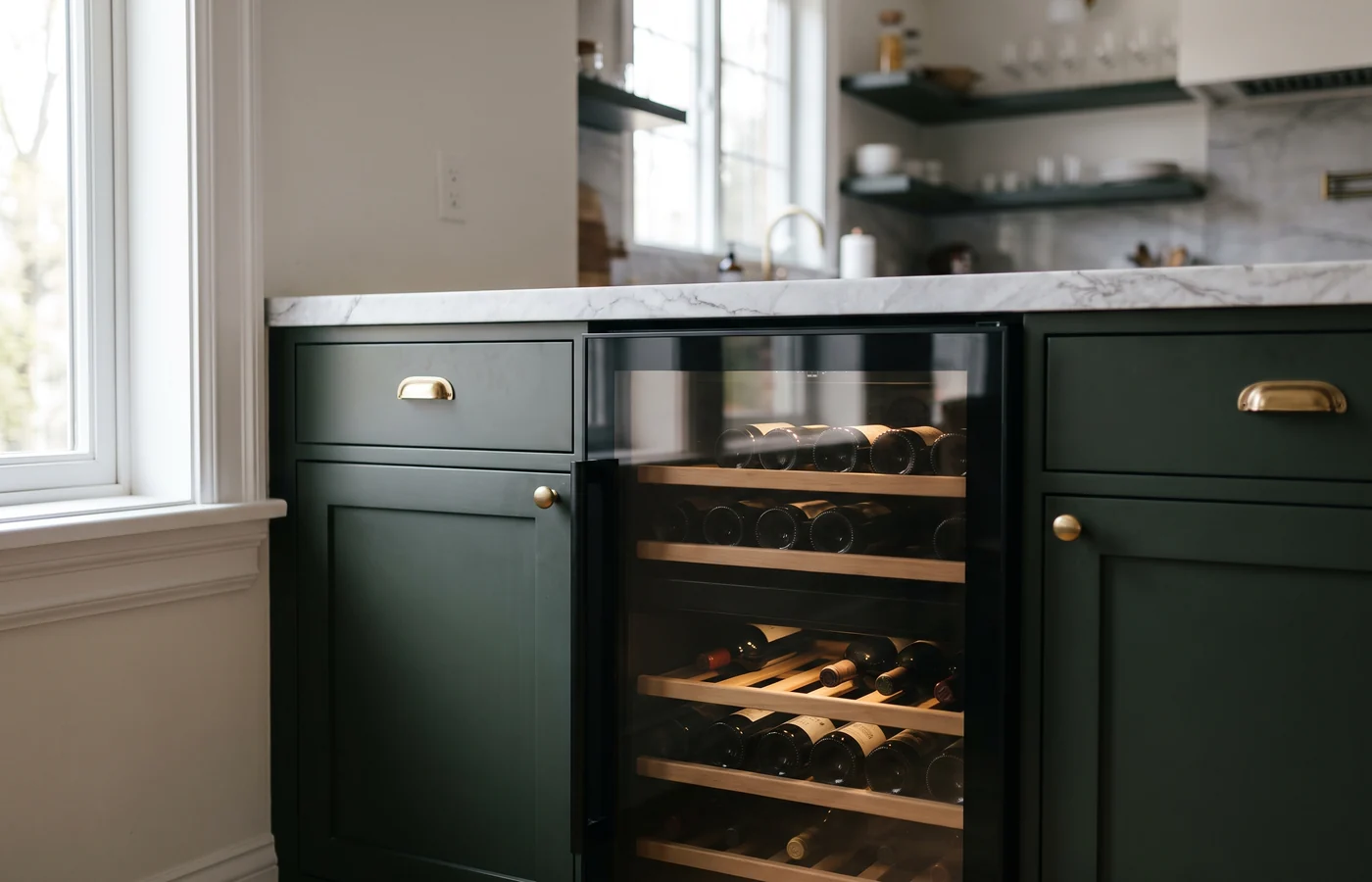 Wine-cooler fridge in a Canadian kitchen